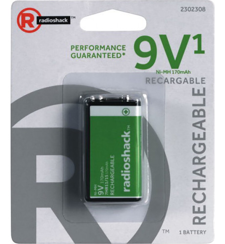 Pila Cuadrada 9 V Bateria 9v Recargable Radioshack Microfono