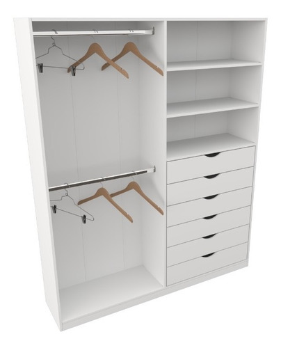 Armário Arara Gaveta Brenda 100% Mdf Quarto Sapato Roupa Cor Branco