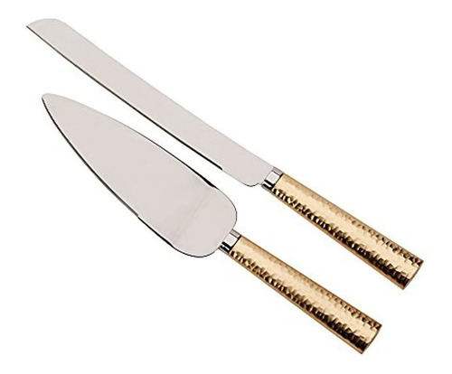 Juego De Cuchillo Y Servidor De Mango Oro Clavado