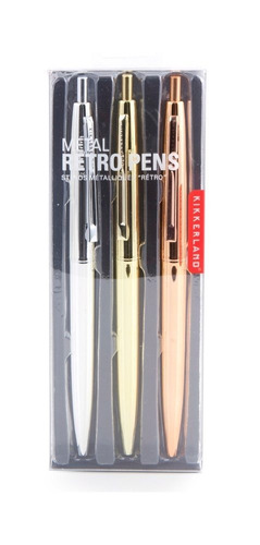 3 X Kikkerland Metallic Retro Pens