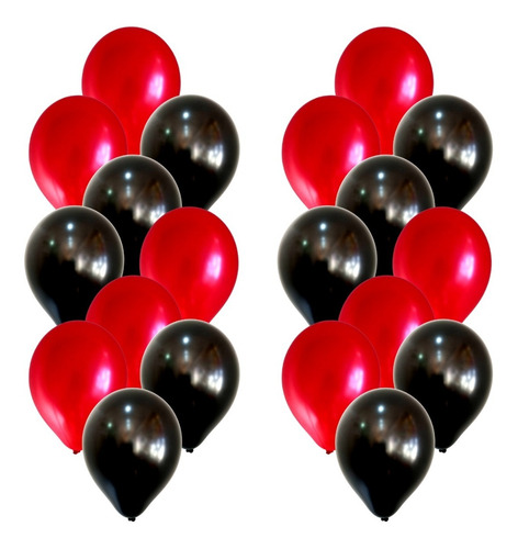 Globos Perlados 12  X 20u Látex Rojo Y Negro