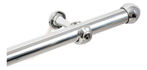 Kit Varão Cromado 2 Metros Simples 19mm Para Cortina Padrão