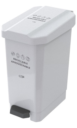 Papelera Estra Bins Pedal 22 Lt Blanco Reciclable