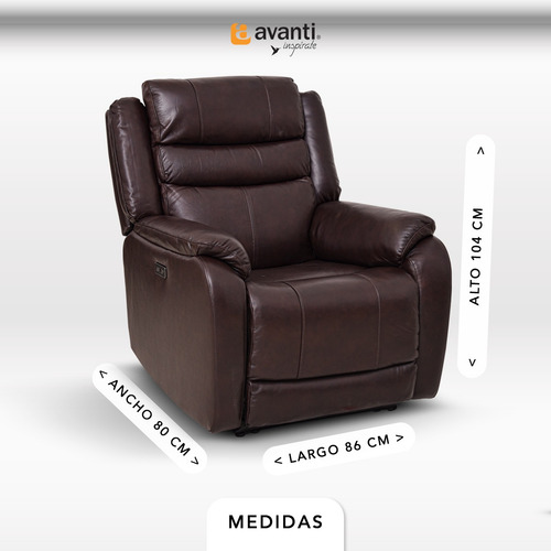 Sillón Reclinable Eléctrico Cooper Reposet De Piel Avanti