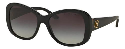 Gafas de sol Ralph Lauren, RL8144 50018g 56, montura negra, gris varilla, lentes degradadas, diseño de mariposas