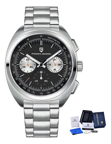 Reloj Cronógrafo Pagani Design De Cuarzo Para Hombre, Acero Fondo Black S