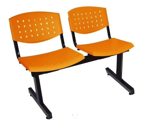 Silla Tandem 2 Asientos Salas De Espera Plastico Reforzado Color de la estructura Negro Color de los asientos Naranja