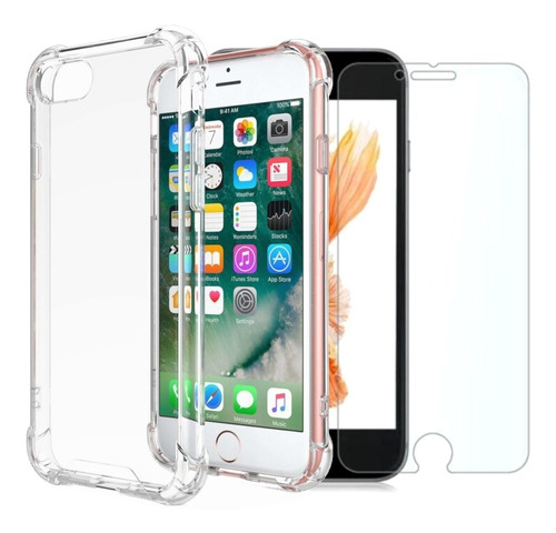 Funda Para iPhone 7 8 Plus Cristal Case Protector + Vidrio