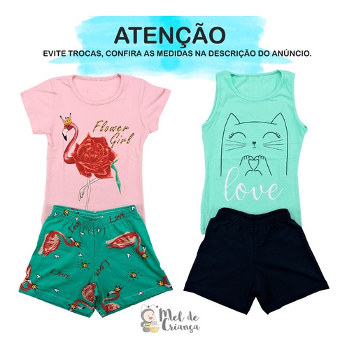 Imagem 6 de 8 de Kit 4 Conjunto Infantil Menina Premium 10/12/14 Anos