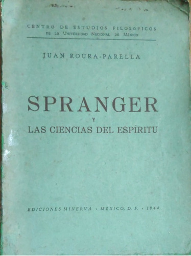 Spranger Y Las Ciencias Del Espiritu 