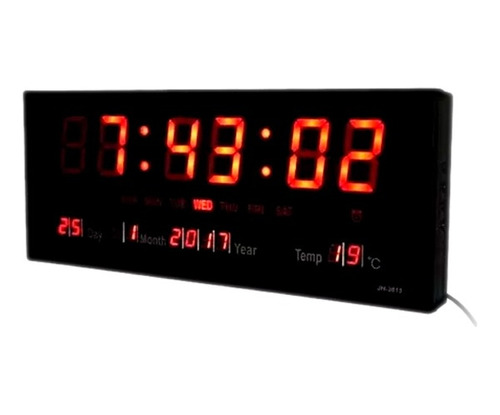 Reloj Pared Digital Led Alarma Calendario 36cm Temp + Fecha