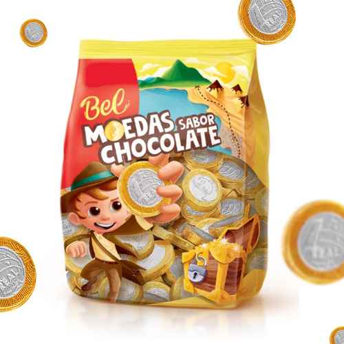 Moedas Sabor Chocolate Bel Pacote 500g Festa Infantil 