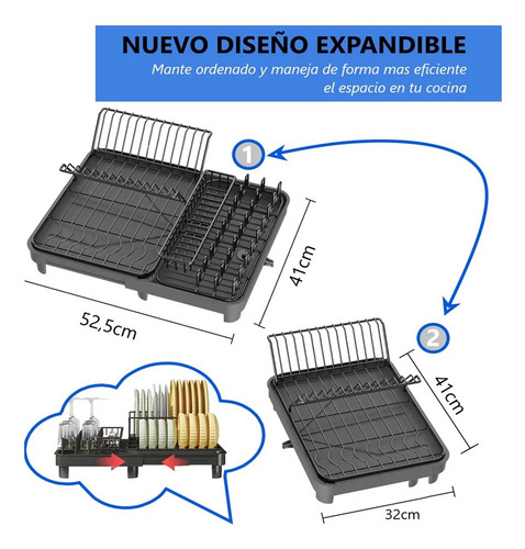 Secaplatos-loza Escurridor Plegable Acero Inoxidable