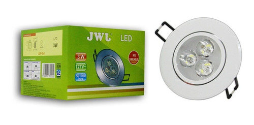 Lampara De Led Empotrable Dirigible 3w Aro Blanco 40 Pz Jwj