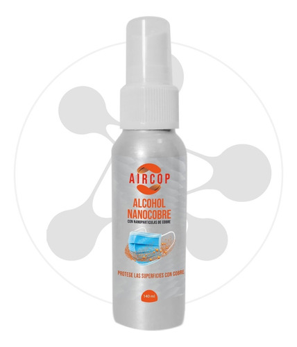 2 Spray Aircop 140ml Alcohol 70% Con Nanoparticulas De Cobre