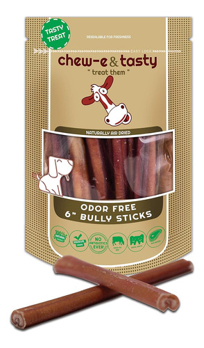 Premium Grade 6-inch Bully Sticks Dog Treats 100% All N...