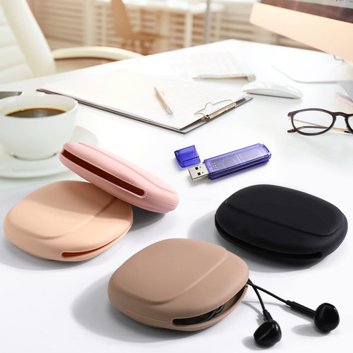 Organizador De Cables Silicona 4 Unidades Para Auriculares Color Neutro