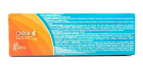 Imagen 4 de 8 de Oxital C Forte Vitamina C 2 Gr Sabor Naranja C/10 Tab Serral