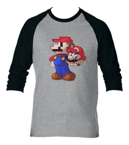 Camibuso  Camiseta Manga Larga Mario Bros Adulto  Niño