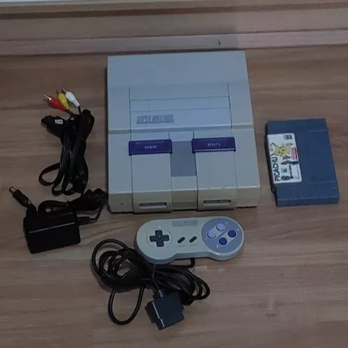 Super Nintendo Vídeo Game Jogo Controle Fonte Cabo Av Snes