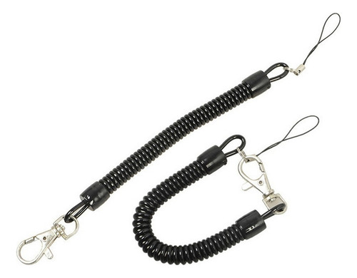 10 Llaveros Retráctiles Con Resorte En Espiral Negro. Ym