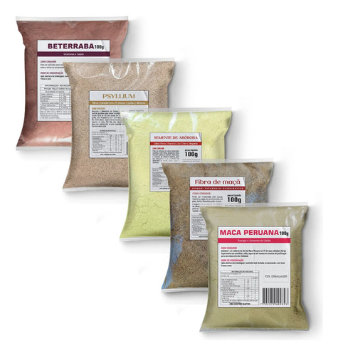 Kit Beterraba, Psyllium, Sem Abóbora, Fibra De Maçã E Maca