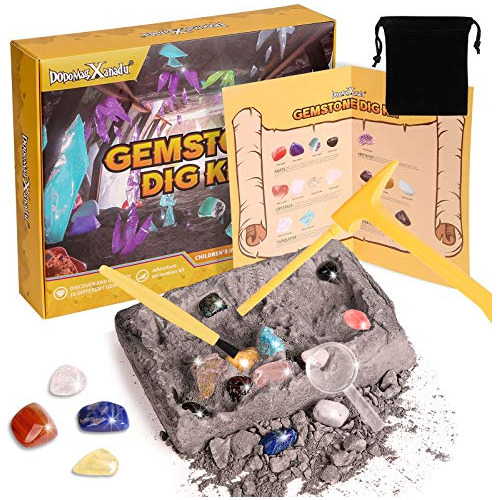 Gemstone Dig Kit, 16 Real Gem Stones Excavation Kit, Gchxv