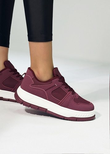 Zapatilla Mujer Bordo Cereza Moda Importada Telma