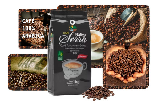 Café Expresso 100% Arábica Em Grãos 1 Kg Nativo Da Serra