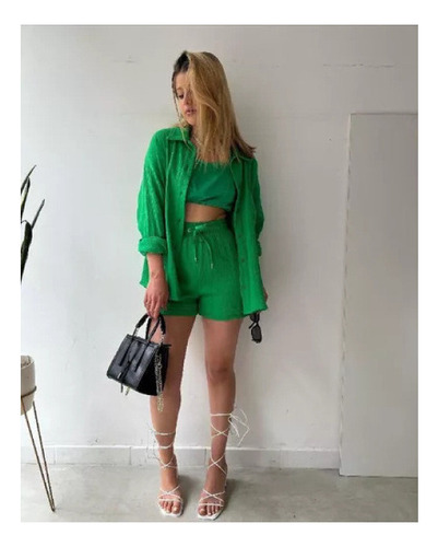 Para Conjunto Casual De Camisa Con Solapa Y Pantalones