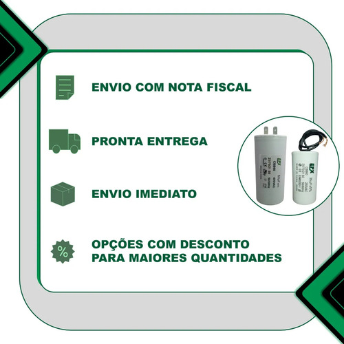 Capacitor Permanente 3uf 250v 2 Fios Cbb60 Motor Eletrico