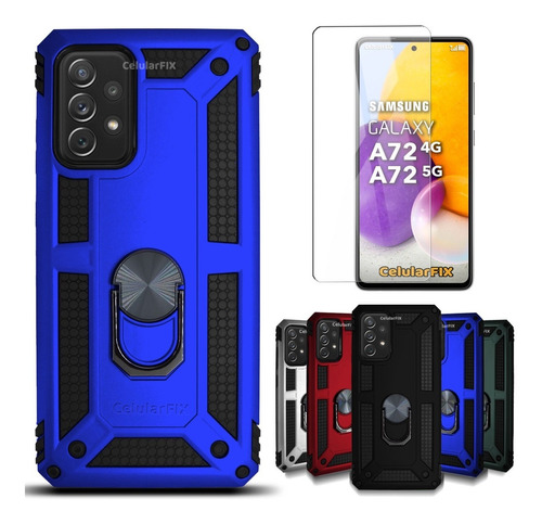 Funda P/ Samsung A72 Y A72 5g Uso Rudo Anillo Sujetador Mica