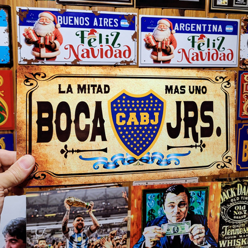 Cartel Chapa Boca Juniors La Mitad + 1 Retro  Apto Exterior 