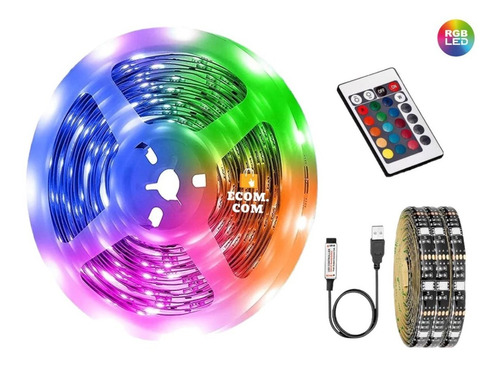 Fita De Led Rgb 5050 Colorida Controle Usb Direto Na Fita 2m