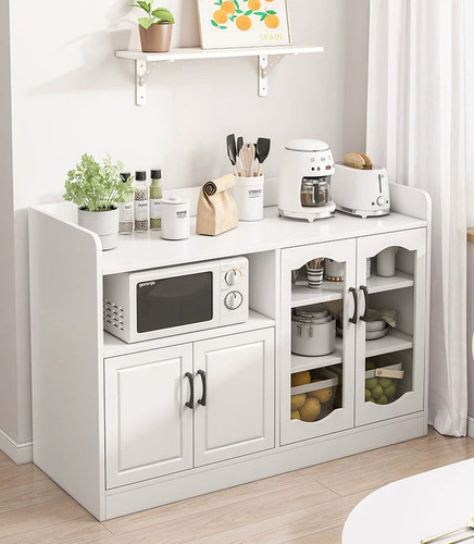 Alacena Multiusos De Madera Moderno Para Cocina Con 4 Puerta Blanco