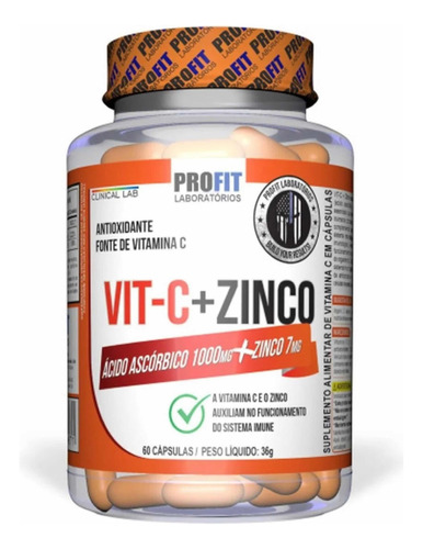 Vit C + Zinc Profit - Vitamina C + Zinc 60 Cápsulas