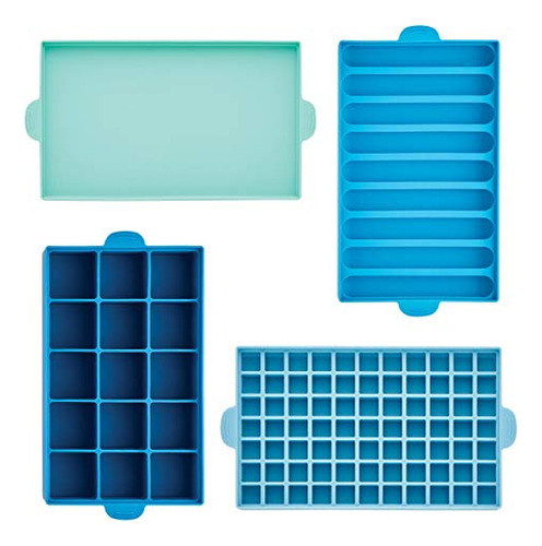 Cubiteras De Silicona Farberware Pro Con Tapa, 4 Pzas., Azul