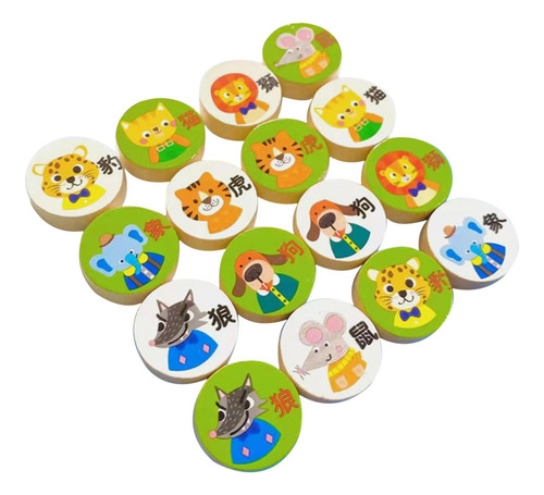 2 X 16 Piezas De Ajedrez De Animales Para Juegos Familiares