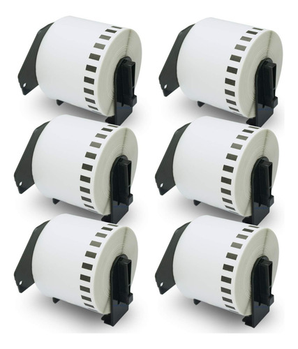 Pack De 6 Rollos+soporte Etiquetas Continua Dk 2205 Repuesto
