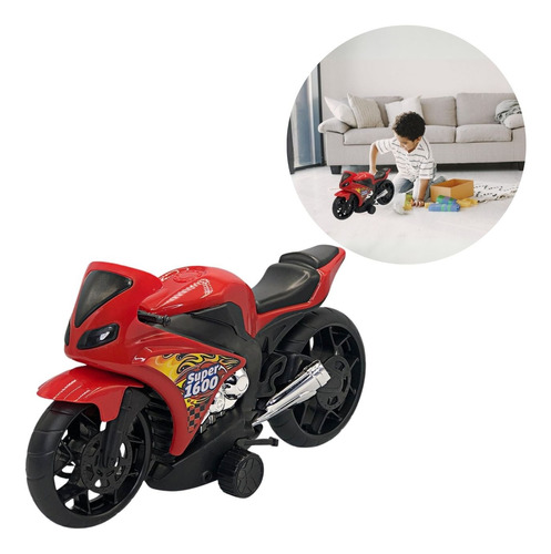 Moto Esportiva Com Rodas De Fricção Miniatura Colecionador 