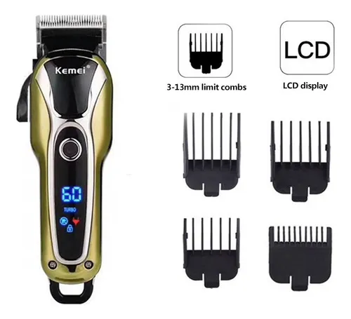 Cortadora de pelo Kemei KM 1990 negra y dorada 110V 240V Cuotas
