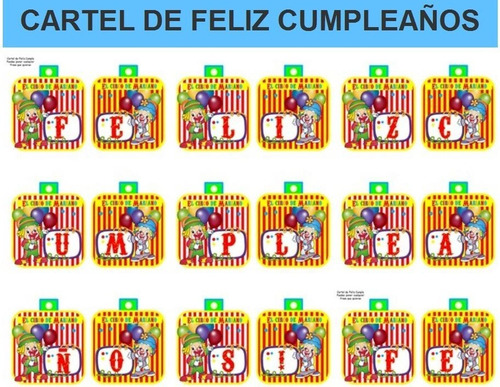 Kit Imprimible Candy Bar Payasitos De Circo Fiesta 3x1