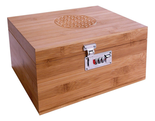 Caja Decorativa De Bambú Y Organizador Flor De Vida Tu...