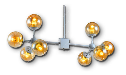 Colgante Led Cristal Ambar Bolas Esferas Diseño Moderno E27