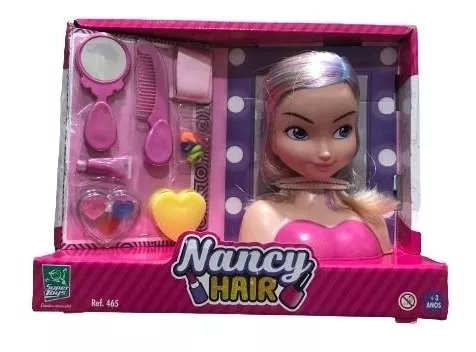 Boneca Busto Nancy Hair Faz Penteados E Maquiagem -supertoys