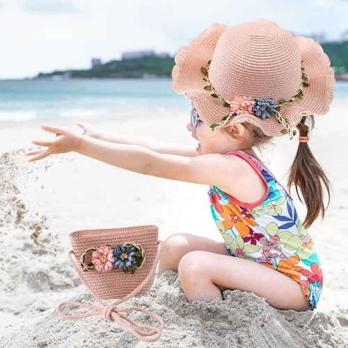 Sombrero De Sol Para Niños, Gorro De Playa, Bolso De Mano