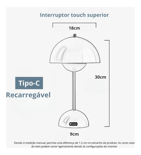Abajur Luminaria De Mesa Sala Quarto Escritorio Led Touch