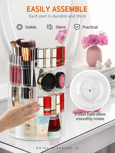 Imagen 8 de 10 de Organizador Maquillaje Gira 360* Acrílico Transp.ajustable