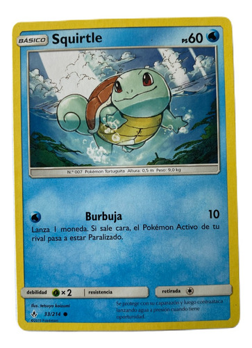 Squirtle Carta Pokémon Original Tcg Español (Usado)