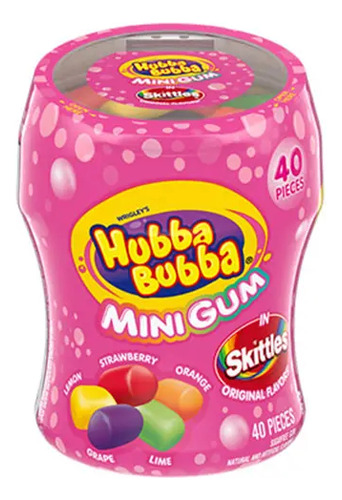 2x Dulce Chicle Hubba Bubba Mini Gum Con Skittles 40 Piezas